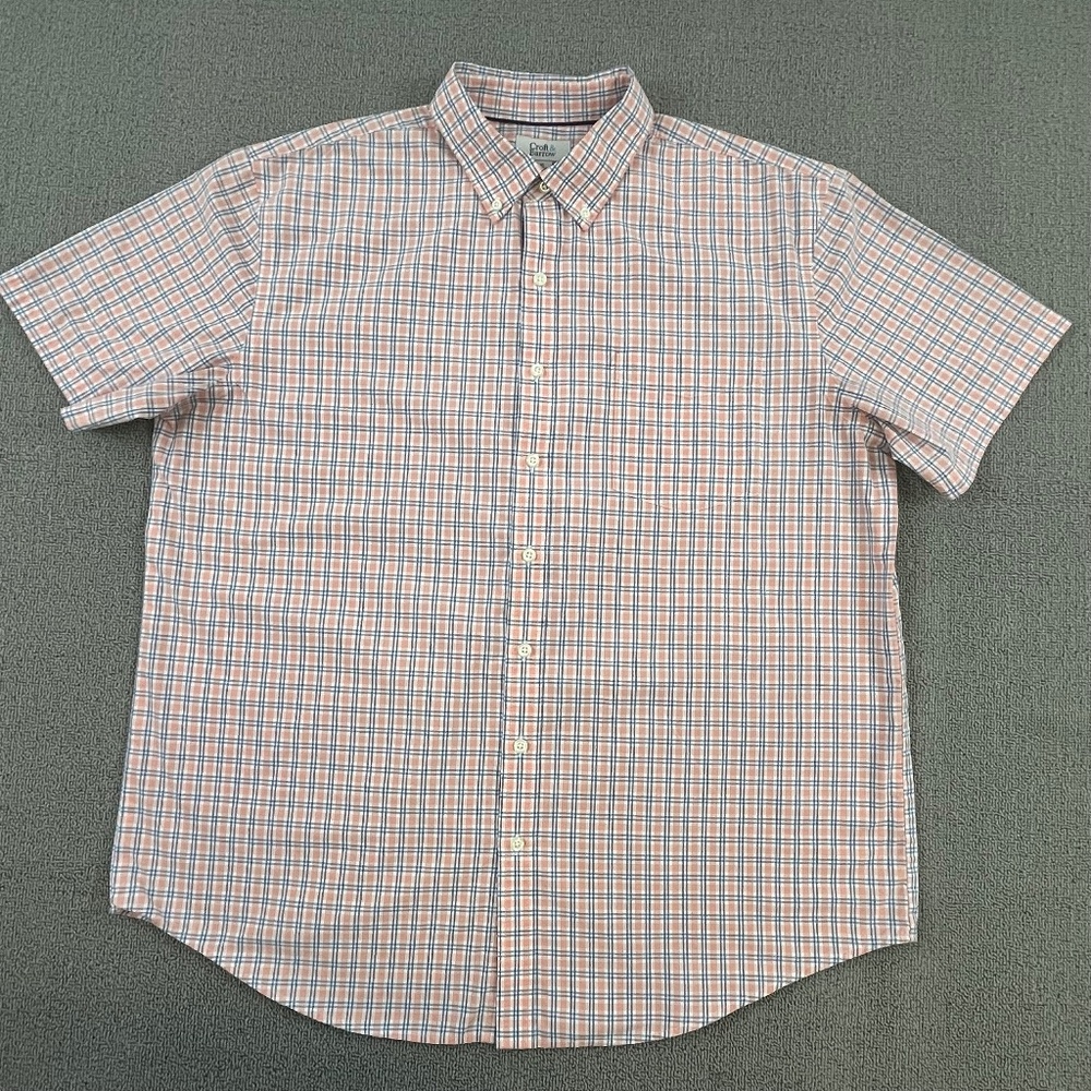 Croft & Barrow Shirt Adult Extra Large Orange Button Up Plaid Casual Men